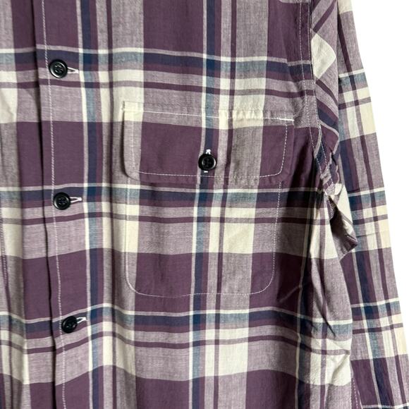 AYR The Captain Madras Purple Rain Plaid Long Sleeve Button Up Shirt Size Medium - Picture 3 of 9